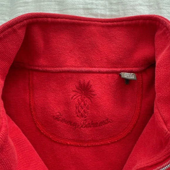Tommy Bahama Red Quarter Zip Cotton Pullover Sweatshirt - Picture 4 of 7
